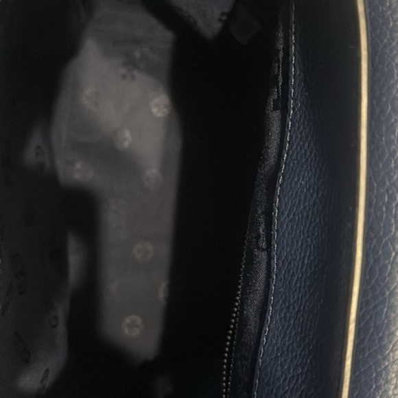 Tory Burch *RARE* Carter Flap Pebbled Navy Blue Leather Backpack